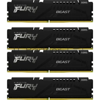 Оперативная память Kingston Fury Beast, DDR5, 128Gb (4x32 Gb), 5600 MHz, CL40, радиатор, черный