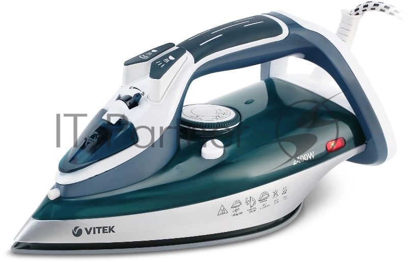 Утюг Vitek VT-8306 белый/зеленый, 2400 Вт, 40 г/мин, 140 г/мин, 350 мл