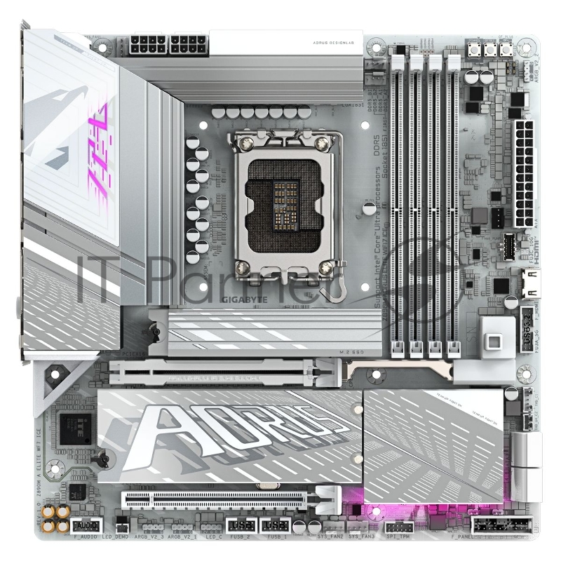 Материнская плата GIGABYTE Z890M AORUS ELITE WIFI7 ICE, LGA1851, Intel Z890, 4xDDR5, 4xSATA, 3xM.2, 1xPCIe 5.0 x16, DisplayPort, USB Type-C, 1x2.5Gb LAN, 2x3.5 мм, 7.1, microATX