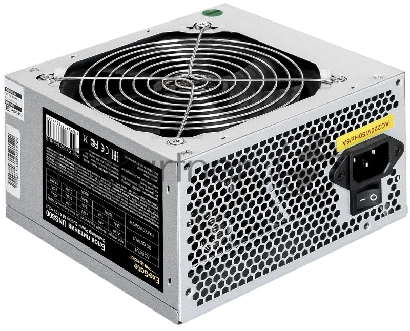 Блок питания ExeGate UNS800, 800W, (ATX, SC, 12cm fan, 24pin, 2x(4+4)pin, 2xPCI-E, 5xSATA, 3xIDE, кабель 220V 1,8м с защитой от выдергивания)