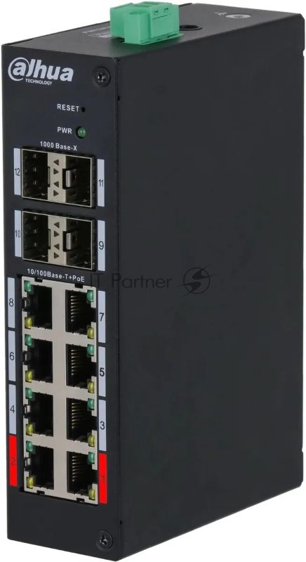 Коммутатор Dahua DH-HS4412-8ET-120, 8×100 Мбит/с + 4×1 Гбит/с SFP, управляемый