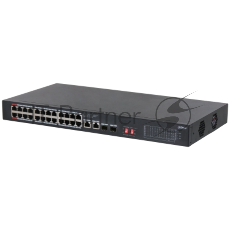 Коммутатор Dahua DH-S3228-24GT-240, 24×1 Гбит/с PoE+ + 2×1 Гбит/с + 2×1 Гбит/с SFP, неуправляемый
