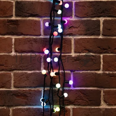 Гирлянда светодиодная Neon-night Мультишарики Ø17,5мм 10м 100 LED RGb черный ПВХ IP65 медленная смена цвета 230В нужен блок 303-500