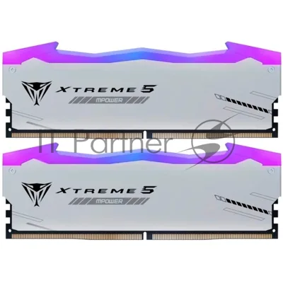 Оперативная память Patriot Viper Xtreme 5, DDR5, 32Gb (2x16Gb), 8000MHz, CL38, DIMM, с радиаторами, RGB, серебристый