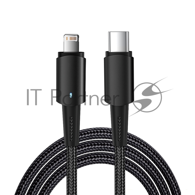 Кабель Rexant Type-C – Lightning для Apple, 3А, 1м, в черной нейлоновой оплетке, со световой индикацией