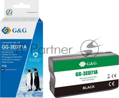 Картридж струйный G&G GG-3ED71A 712 черный (80мл) для HP DesignJet T650/T630/T250/T230/T210/Studio Plotter Printers