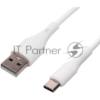 Кабель USB2.0 Cablexpert CC-USB2S-AMCM-1M-W, AM/Type-C, 3А, 18Вт, QC3.0, силиконовый, медь, 1м, белый, пакет