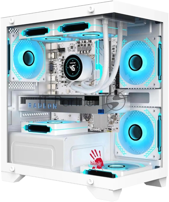 Компьютерный корпус Bloody BD-CC103 белый без БП mATX 7x120мм 1xUSB 2.0 1xUSB 3.0 audio bott PSU