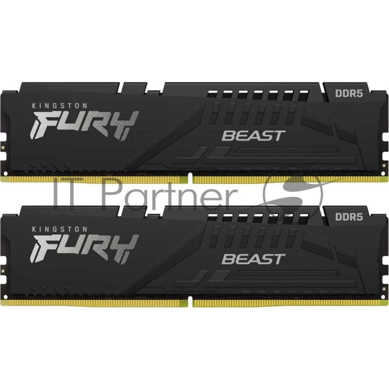 Оперативная память Kingston Fury Beast, DDR5, 32Gb (2x16Gb), 6400MHz, CL32, DIMM, с радиатором, черный