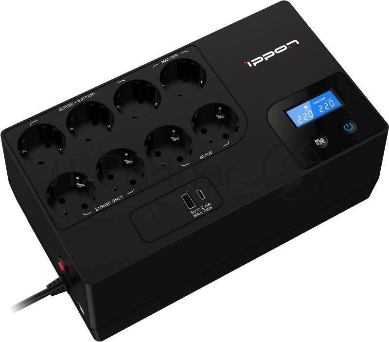Источник бесперебойного питания Ippon Kirpich 850 / 850 ВА / 480 Вт / 8 x CEE 7 (евророзетка)