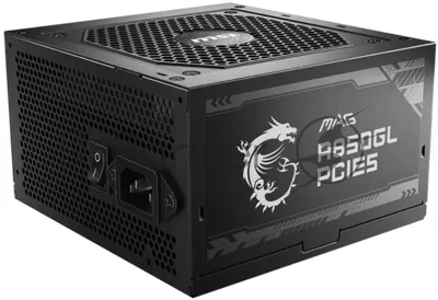 Блок питания MSI MAG A850GL PCIE5, 850Вт, 80+ Gold, 120мм, модульный, черный