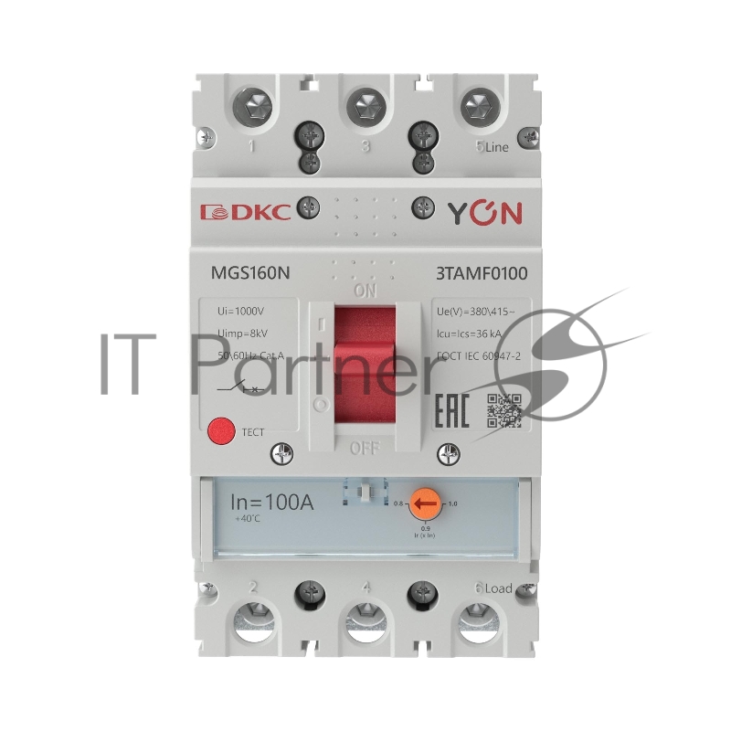 Выключатель автоматический MGS160 3P 80-100A 36kA YON MGS160N-3TAMF0100
