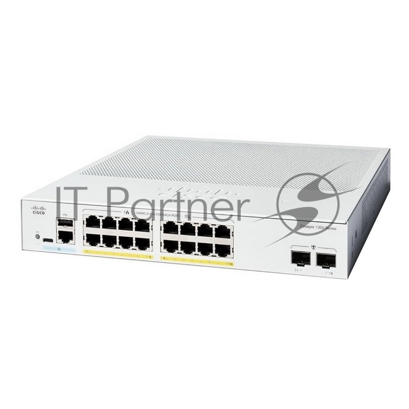 Коммутатор Cisco Catalyst C1300-16P-2G-L, 16×1 Гбит/с, 2×1 Гбит/с SFP, управляемый