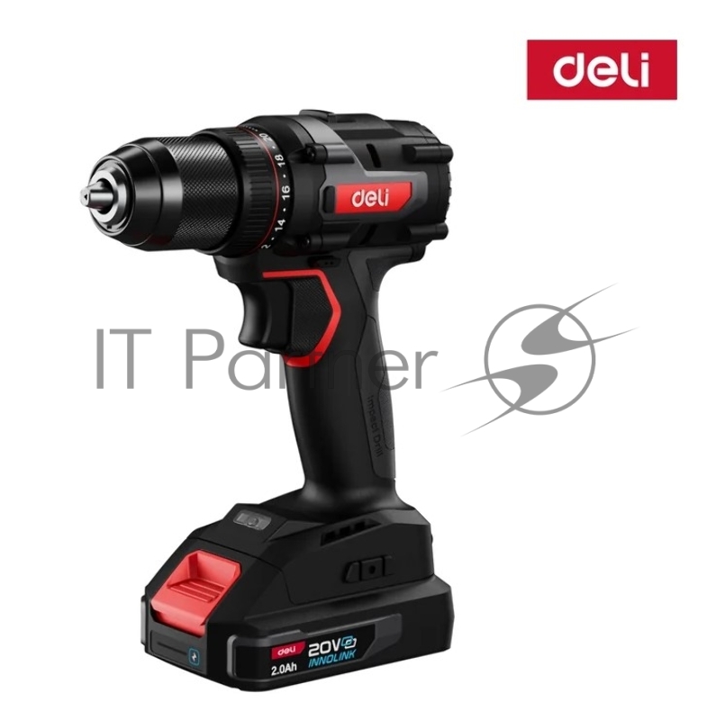 Дрель-шуруповерт Deli DE-DZ20-1D2, 20 В, 2 Ач, 50 Нм, бесщеточный