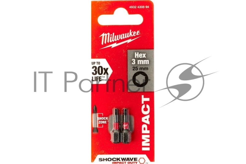 Насадка Milwaukee SHOCKWAVE Hex3 25 мм (2шт) (4932430894)