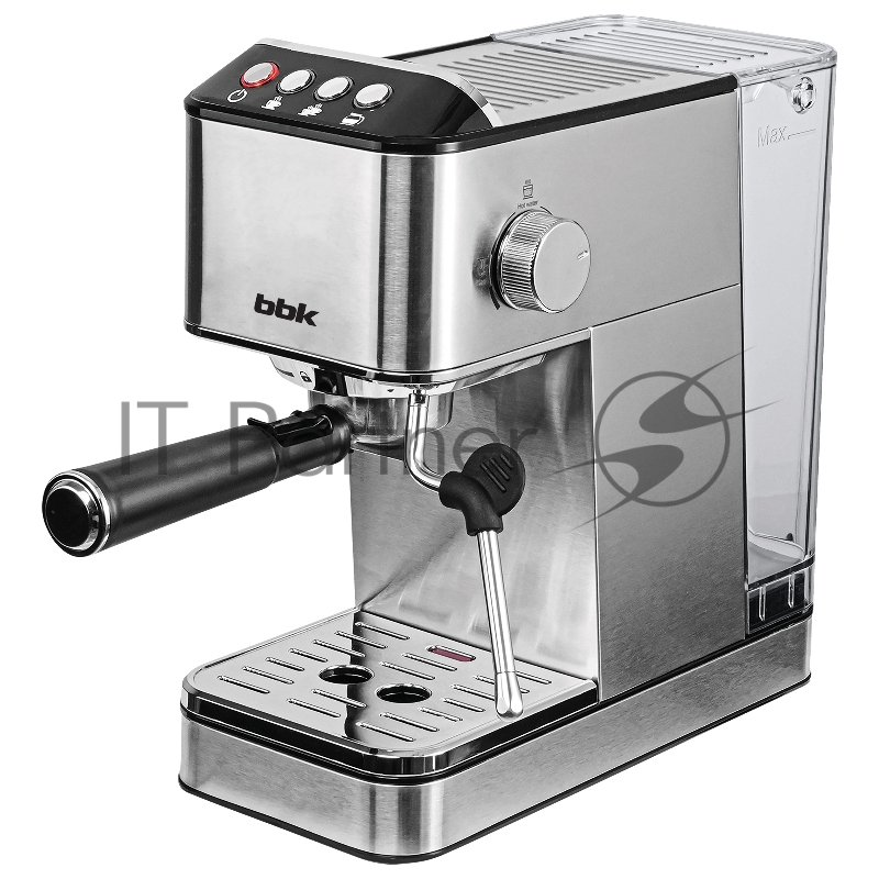 Кофеварка рожковая BBK BCM1501 нержавеющая сталь/черный, исп. кофе - молотый, 1.7 л, 1200 Вт, 20 бар