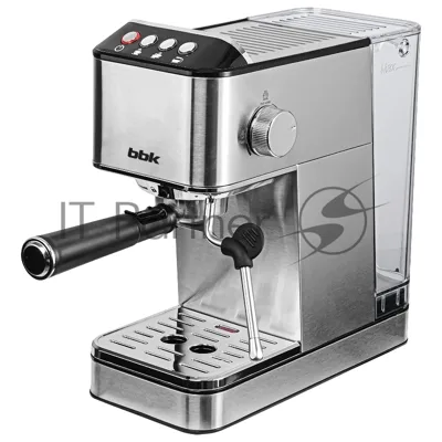 Кофеварка рожковая BBK BCM1501 нержавеющая сталь/черный, исп. кофе - молотый, 1.7 л, 1200 Вт, 20 бар