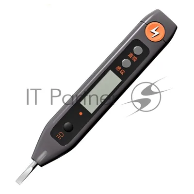 Индикаторная отвертка-тестер напряжения цифровая ";Home Series Gray"; Deli HT7005 (12-250 В, фонарик, батарейки в комплекте)