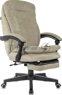 Кресло руководителя Бюрократ T-9950MSG-F Fabric песочный Light-21, крестов. пластик, подст. для ног