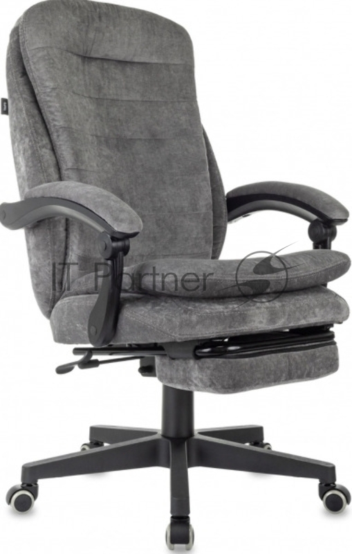 Кресло руководителя Бюрократ T-9950MSG-F Fabric серый Light-19, крестов. пластик, подст. для ног