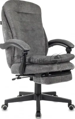 Кресло руководителя Бюрократ T-9950MSG-F Fabric серый Light-19, крестов. пластик, подст. для ног