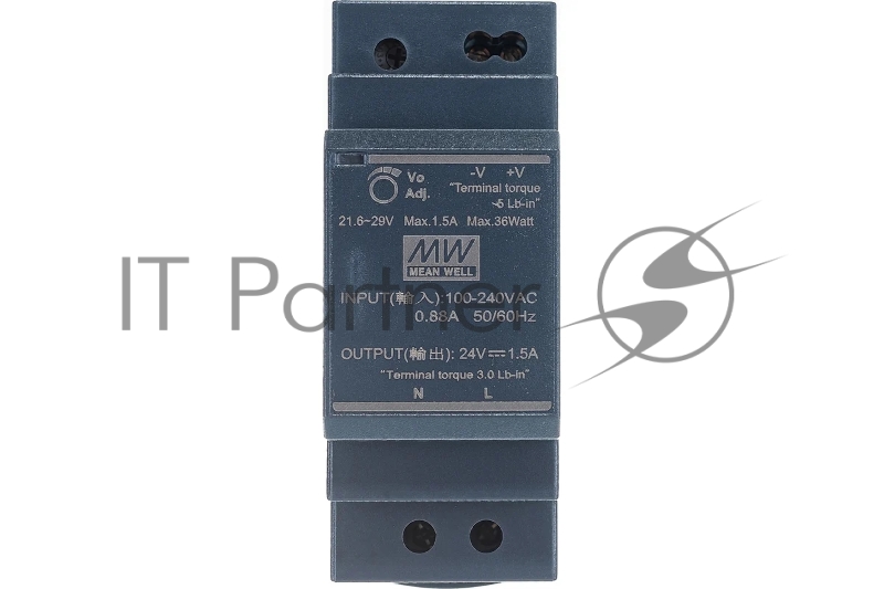 Блок питания AC-DC, 36Вт, вход 85-264 В AC 47-63Гц,120-370В DC, выход 24В,1.5А, в кожухе на DIN-рейку