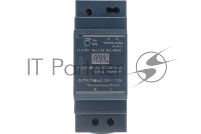 Блок питания AC-DC, 36Вт, вход 85-264 В AC 47-63Гц,120-370В DC, выход 24В,1.5А, в кожухе на DIN-рейку