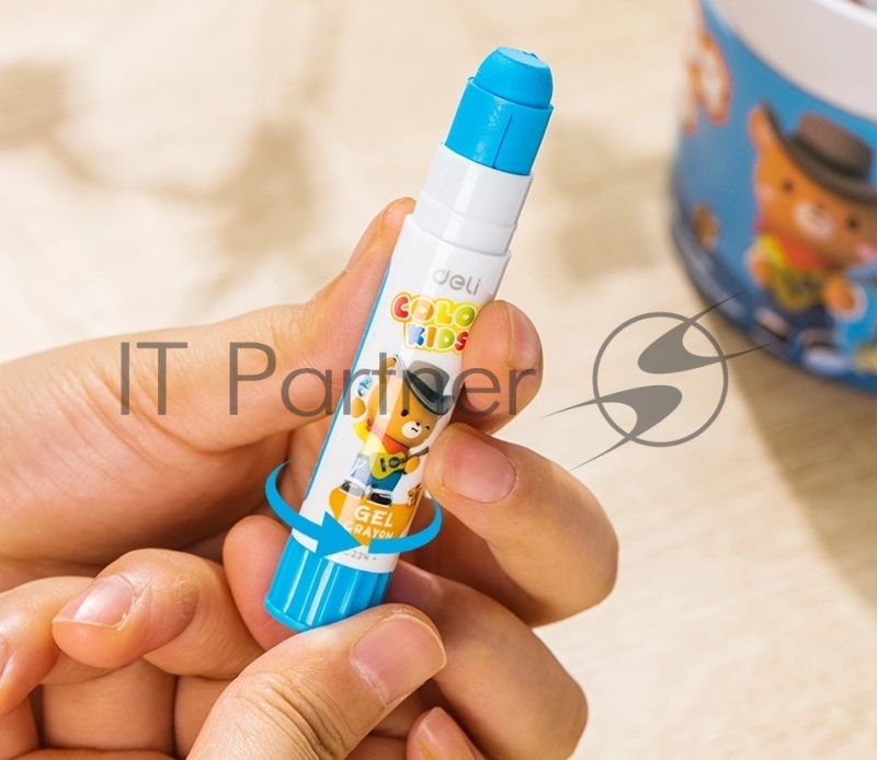 Гелевые мелки Deli EC224-12 Color Kids, круглые, 12 цветов (12шт) длина 80мм, диаметр 15мм