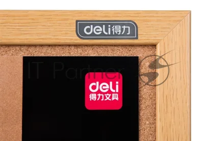 Доска пробковая Deli 8765 пробка желтый 90x120 см деревянная рама