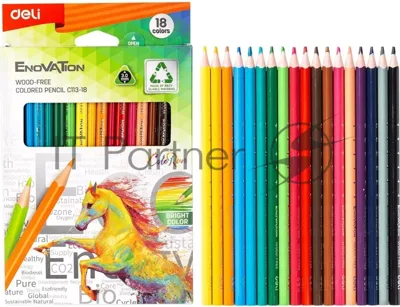 Карандаши цветные Deli EC113-18 Enovation, трехгранный профиль, пластик 18 цветов, коробка с европодвесом (18шт)