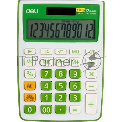Калькулятор настольный Deli E1238/GRN зеленый 12-разр.
