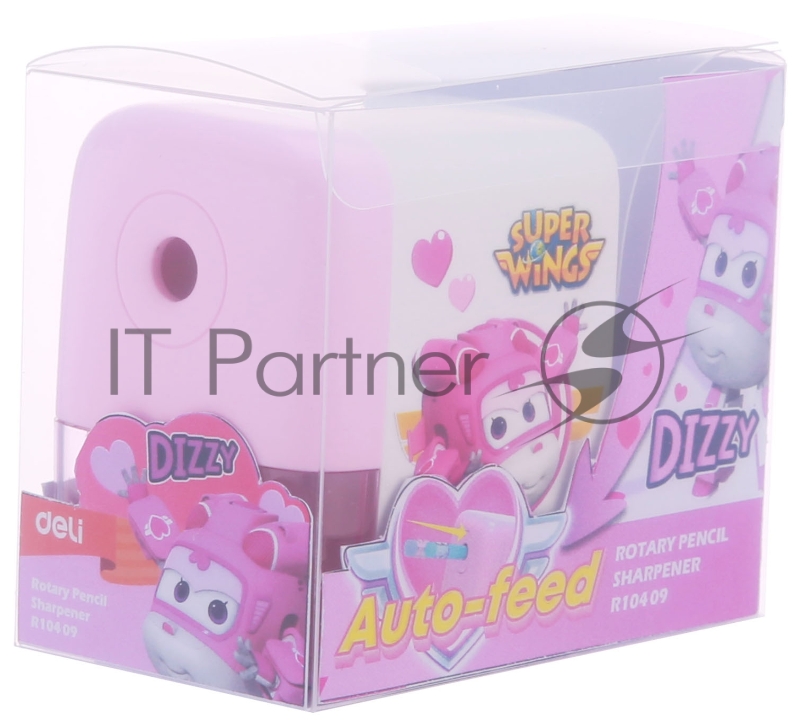 Точилка для карандашей механическая Deli ER10409 Super Wings, 1 отверстие, пластик, ассорти