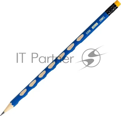 Карандаш чернографитный Deli EC016-HB U-Touch HB шестигранный синий (12шт) ластик