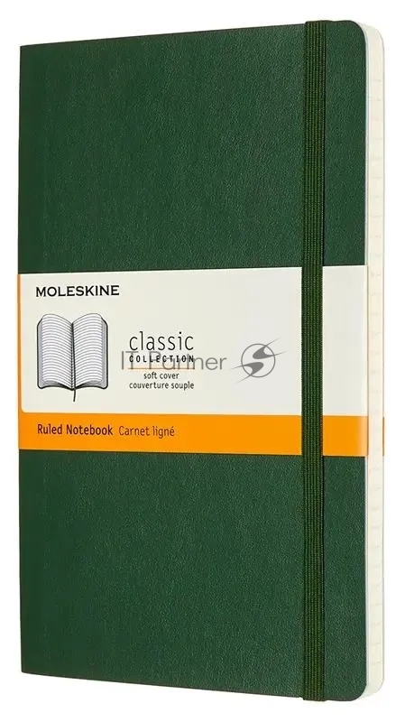 Блокнот Moleskine CLASSIC SOFT QP616K15 Large 130х210 мм 192 стр. линейка мягкая обложка зеленый
