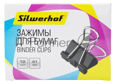 Зажимы Silwerhof 510017 сталь 41мм черный (упаковка: 12 шт) картонная коробка