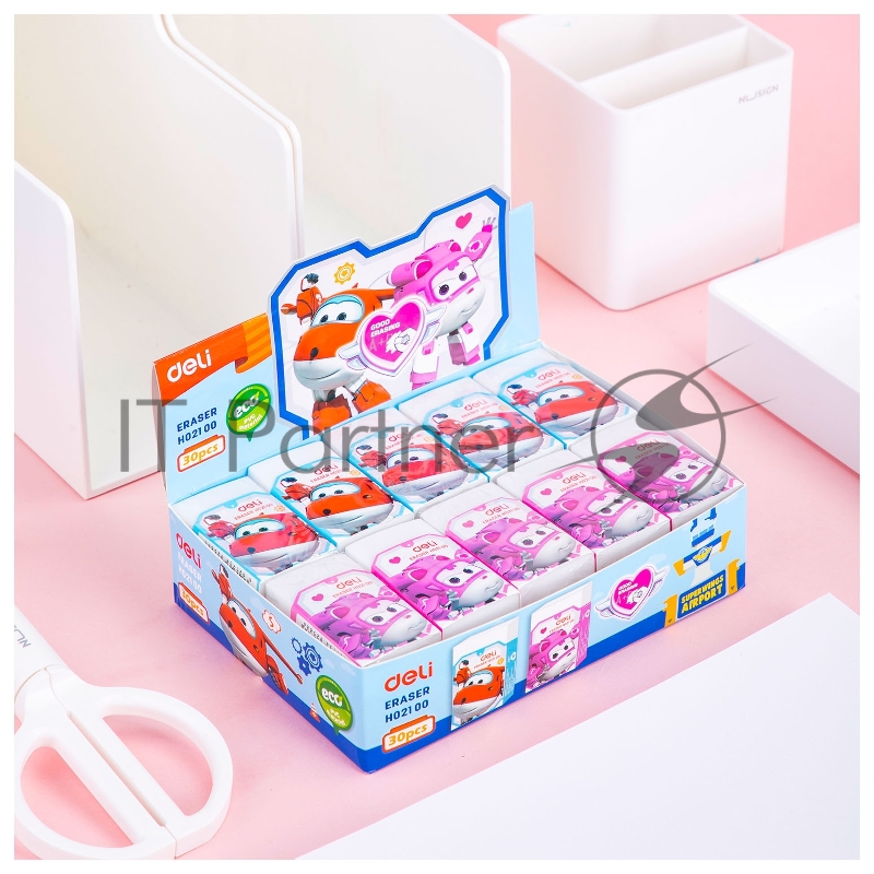 Ластик Deli EH02000 Super Wings 45x25x12мм белый, картонный дисплей