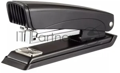 Степлер Kw-Trio 055C4BLACK 24/6 26/6 (20 листов) встроенный антистеплер черный 100 скоб металл/пластик закрытый/открытый/прямой коробка