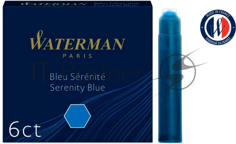 Картридж Waterman International (CWS0110950) Serenity Blue чернила для ручек перьевых (6шт)