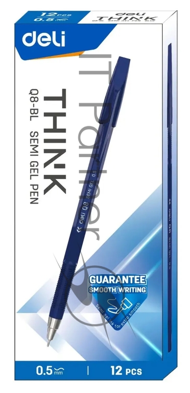 Набор ручек шариковых Deli Think EQ8-BL синий, d=0.5мм, синие чернила (12шт)
