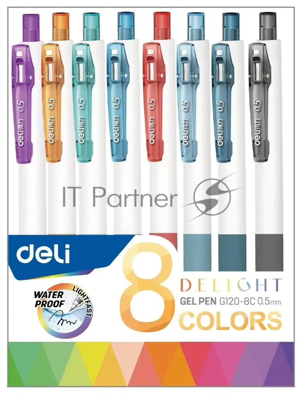Набор ручек гелевых Deli Delight EG120-8C (8шт), 8 цветов