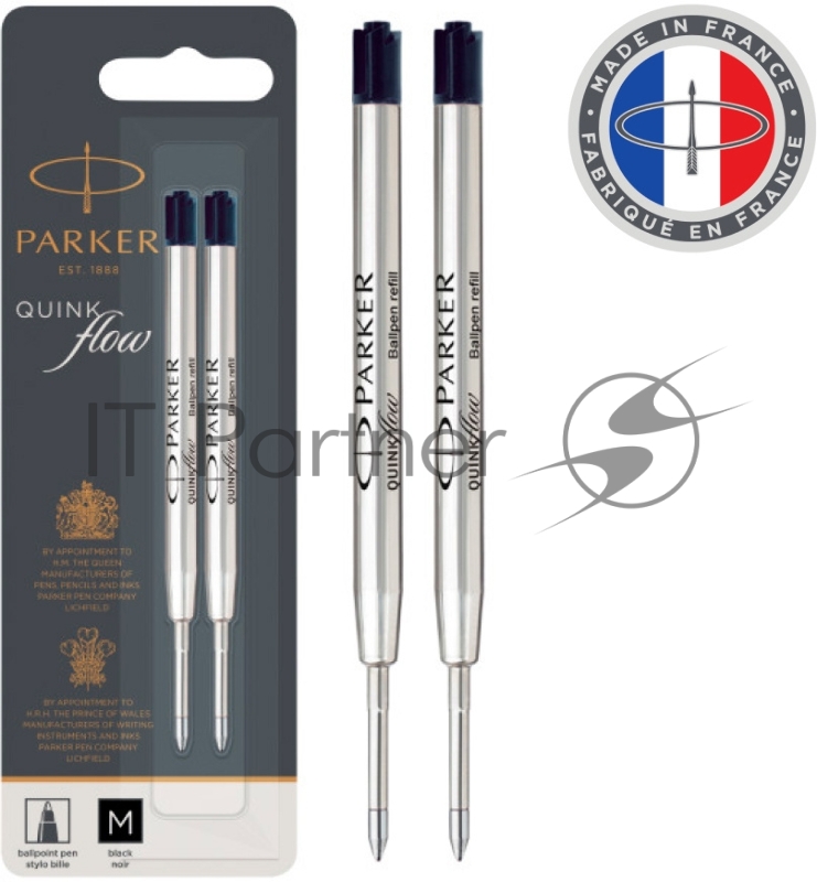 Стержень шариковый Parker QuinkFlow Z08 (CW1950372) M 1мм, черные чернила, блистер (2шт)