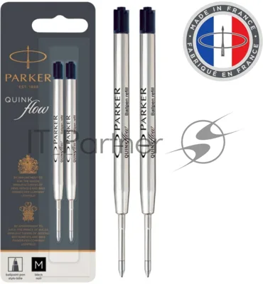 Стержень шариковый Parker QuinkFlow Z08 (CW1950372) M 1мм, черные чернила, блистер (2шт)