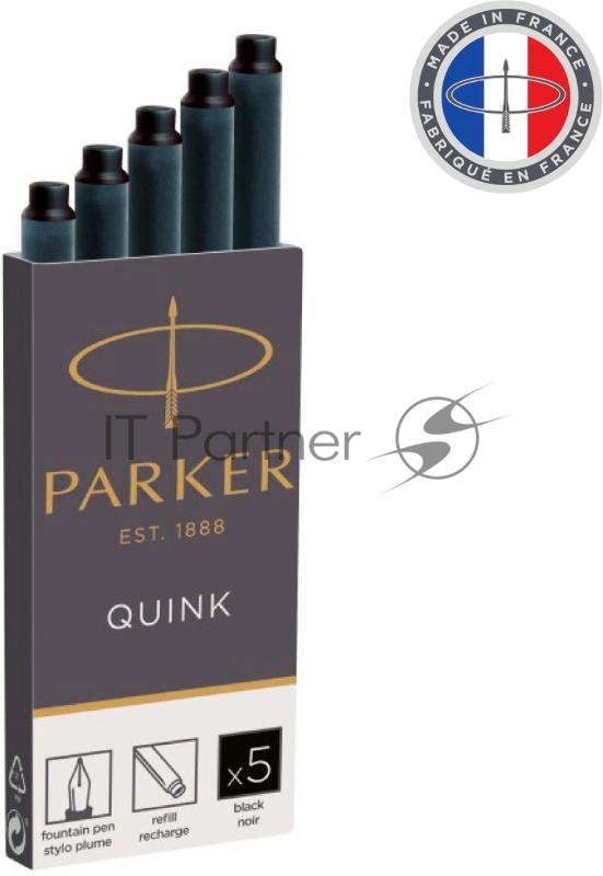 Картридж Parker Quink Z11 (CW1950382) черные чернила, для ручек перьевых (5шт)
