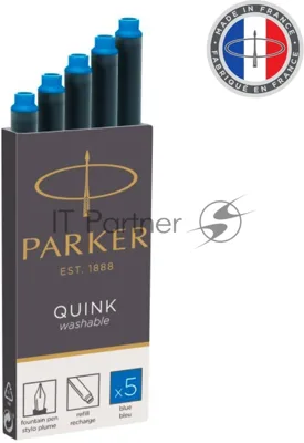 Картридж Parker Quink Z11 (CW1950383) синие чернила смывающиеся для ручек перьевых (5шт)