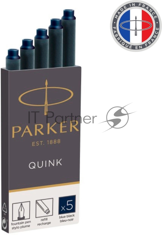 Картридж Parker Quink Z11 (CW1950385) черный/синие чернила, для ручек перьевых (5шт)
