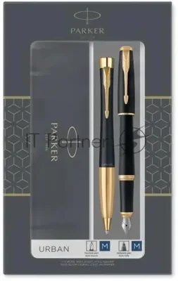 Набор ручек Parker Urban Core FK200 (CW2093381) Muted черный GT сталь нержавеющая, подарочная коробка ручка перьевая, ручка шариковая