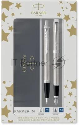 Набор ручек Parker IM Core FK221 (2183058) Stainless Steel CT M сталь нержавеющая, подарочная коробка, ручка перьевая, ручка шариковая