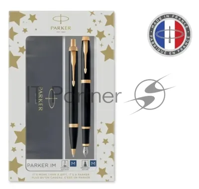 Набор ручек Parker IM Core FK221 CW2093216, Black GT, M, сталь нержавеющая, коробка подарочная, перьевая, ручка шариковая
