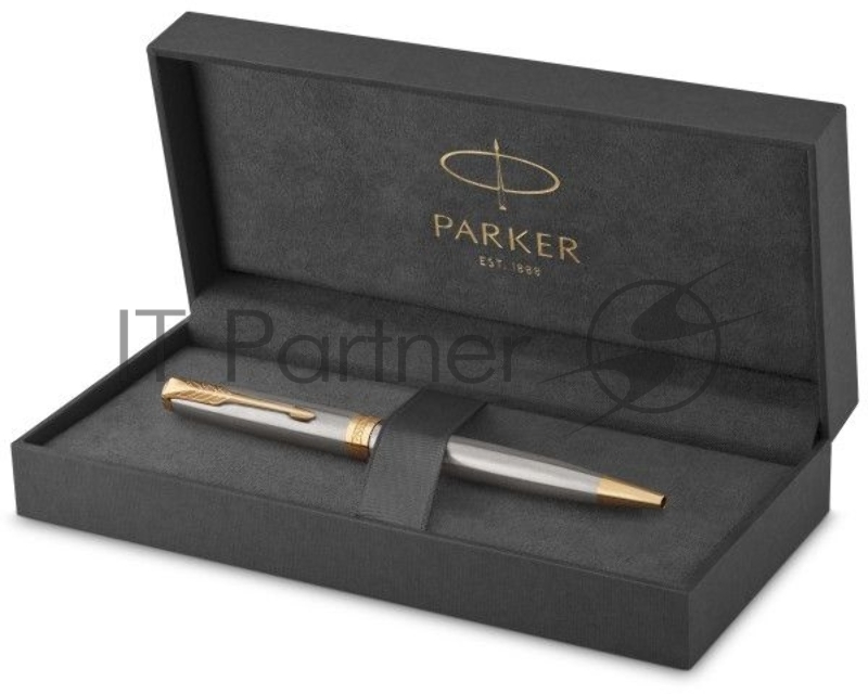 Ручка шариковая Parker Sonnet Core K527 (CW1931507) Stainless Steel GT, M, черные чернила, подарочная коробка