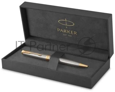 Ручка шариковая Parker Sonnet Core K527 (CW1931507) Stainless Steel GT, M, черные чернила, подарочная коробка